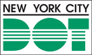 New York City DOT logo with green geometric design and bold text.